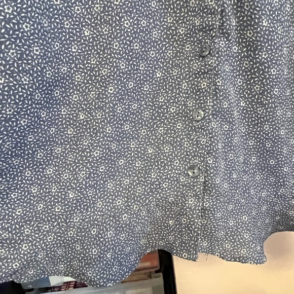 Abercrombie & Fitch Floral Shirt Dress Large Tie Back Ruffle Hem Blue spring - Picture 7 of 10